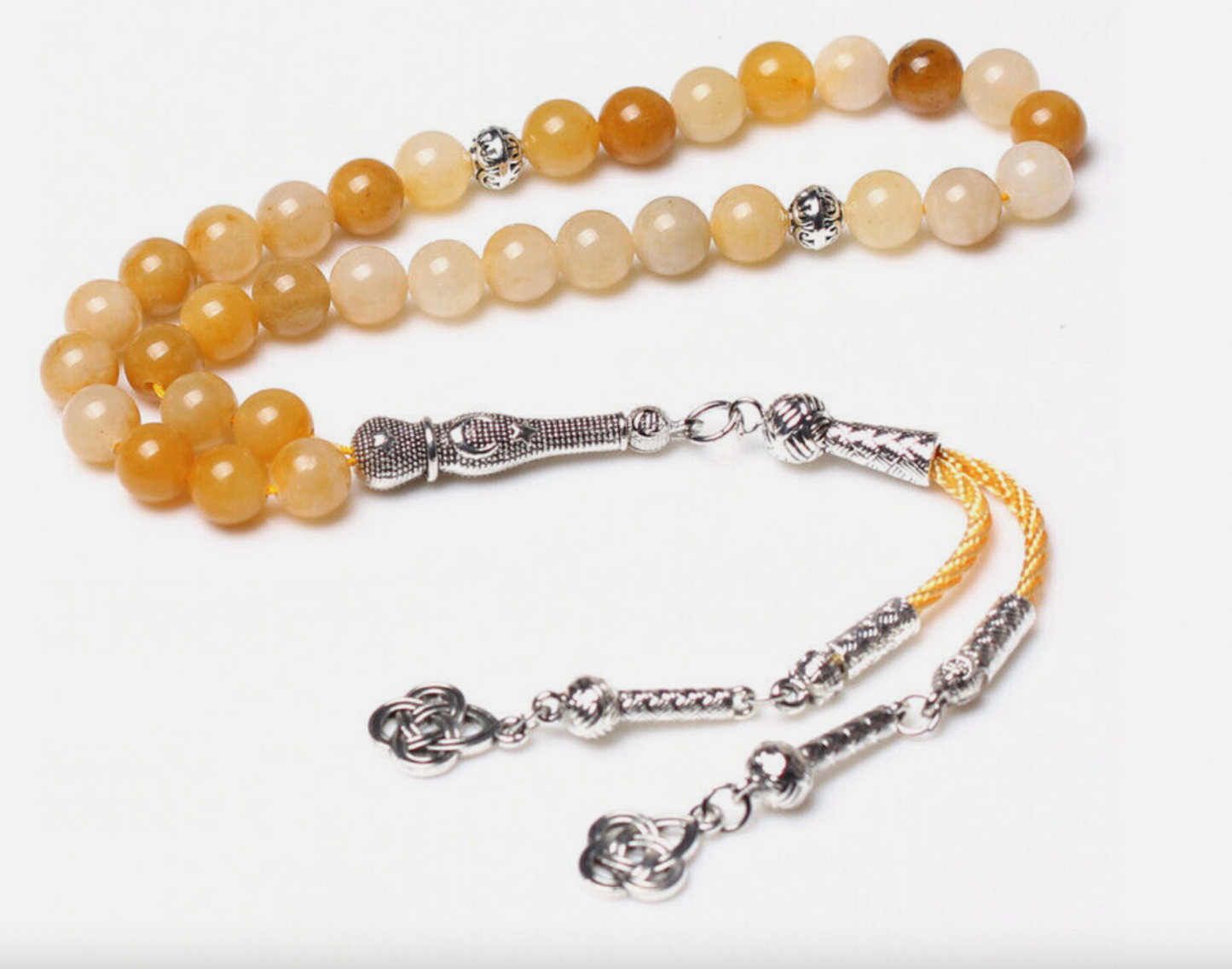 Natural Yellow Jade Stone Muslim Masbaha- 99 Beads